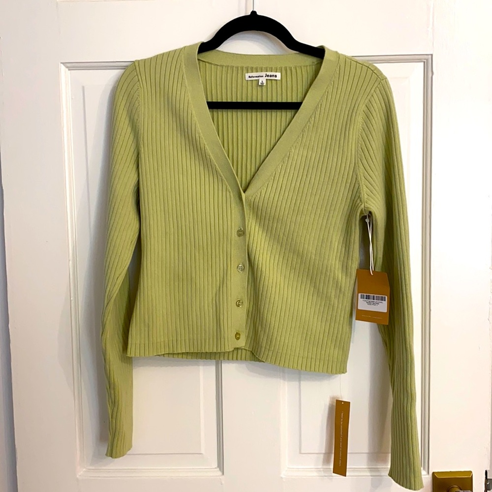 Reformation Gilda Ribbed Cropped Cardigan